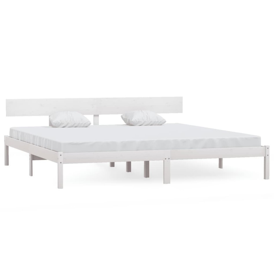 Estructura de cama madera maciza blanco Super King 180x200