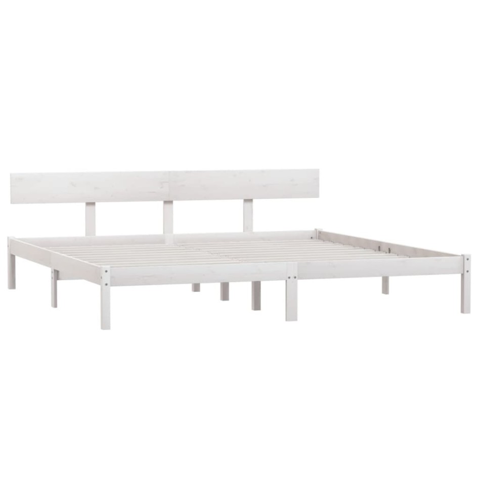 Estructura de cama madera maciza blanco Super King 180x200