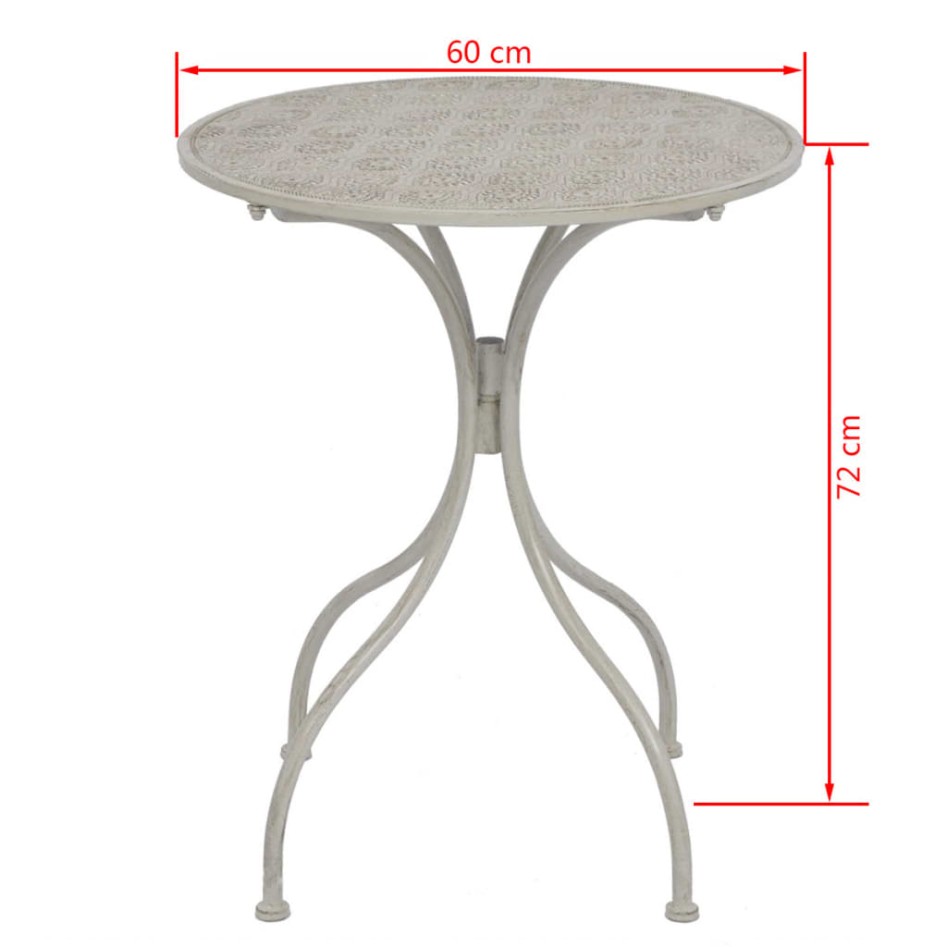 Mesa y sillas bistró de jardín 3 piezas acero