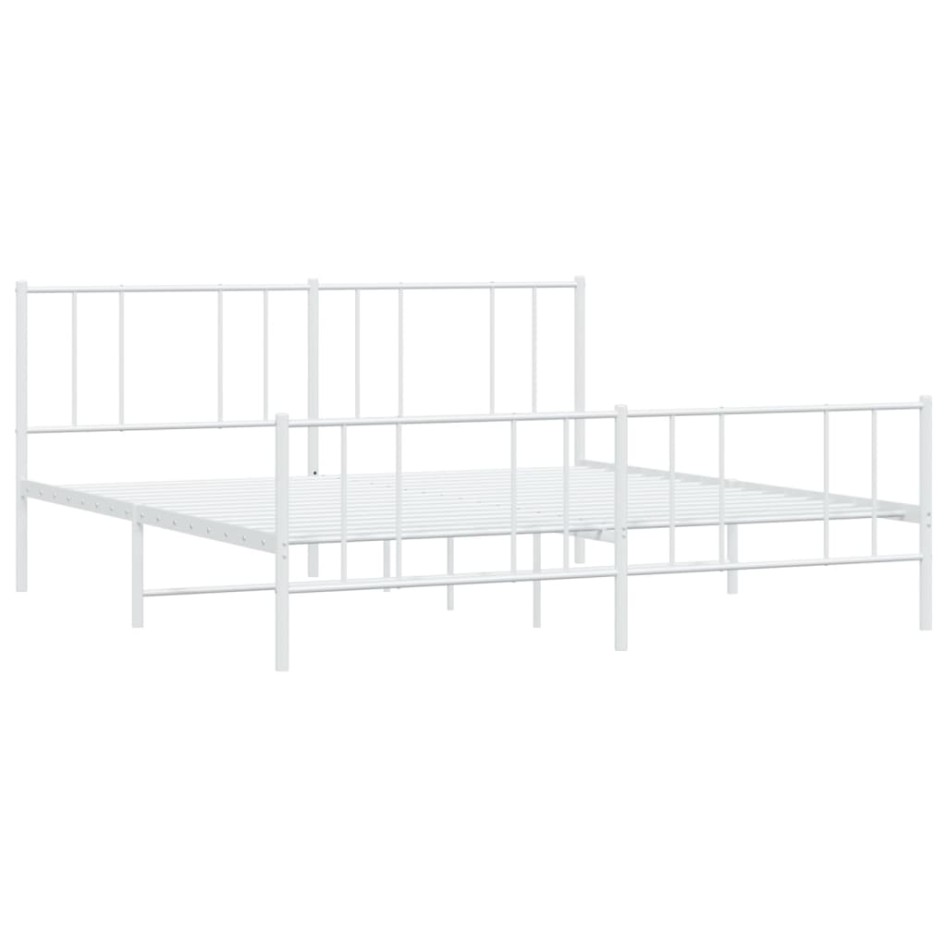 Estructura cama metal con cabecero y estribo blanco 200x200