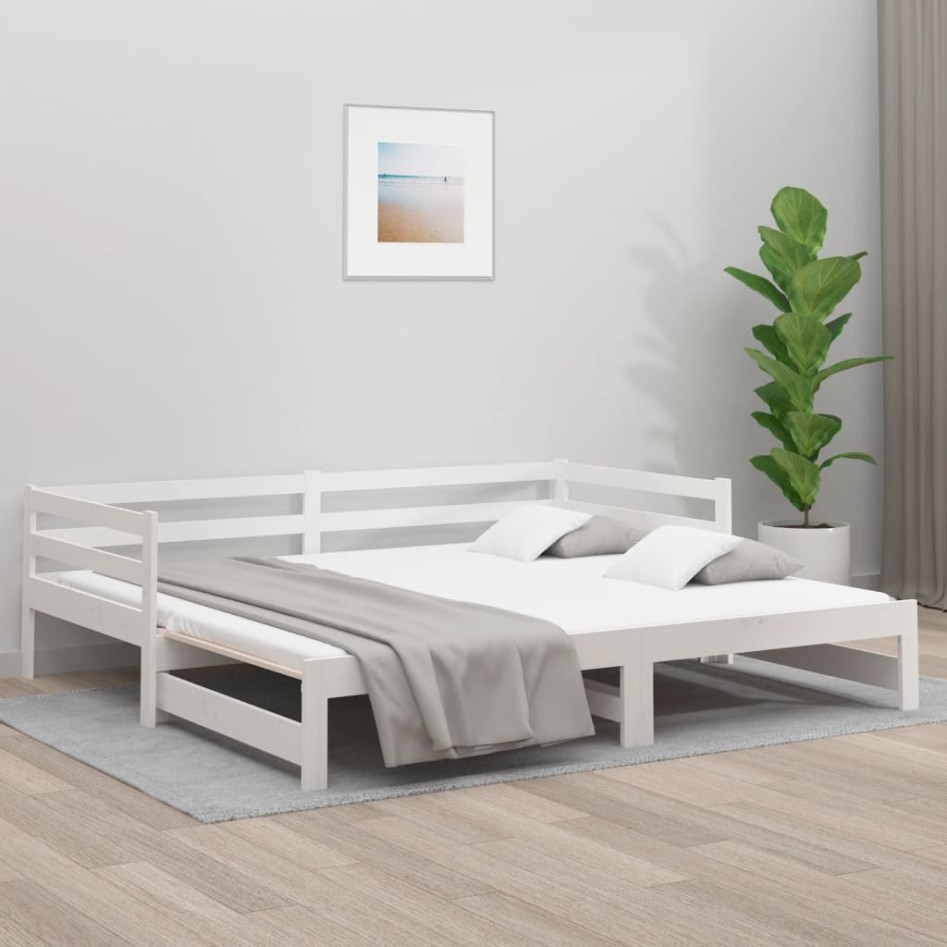 Sofá cama extraíble madera maciza de pino blanco 2x(90x190)