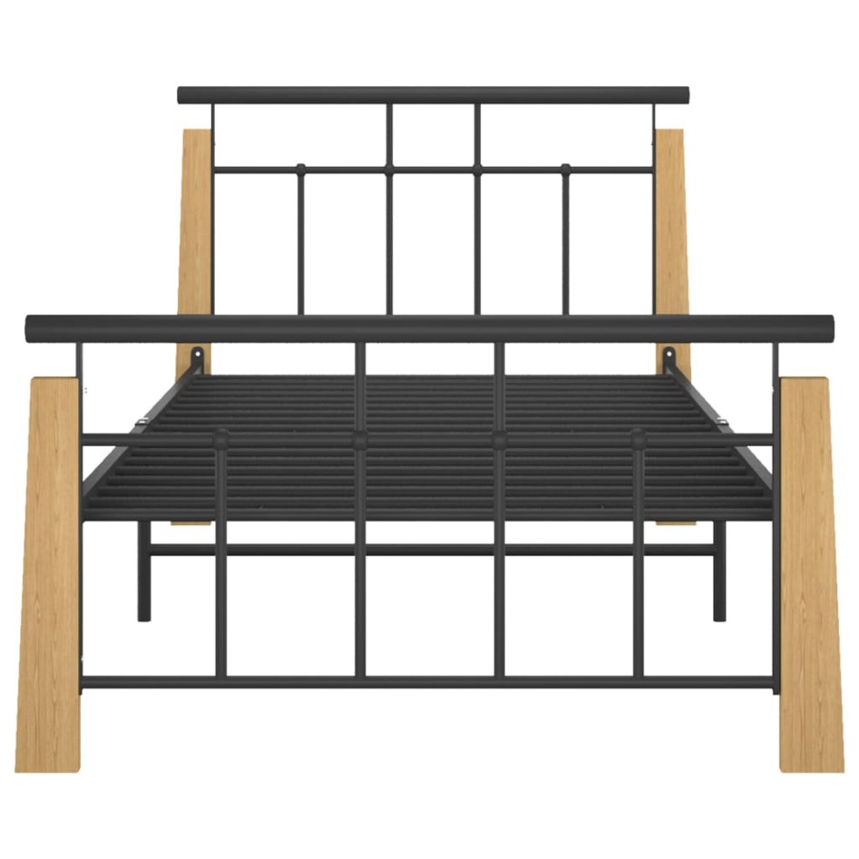Estructura de cama metal y madera maciza de roble 100x200
