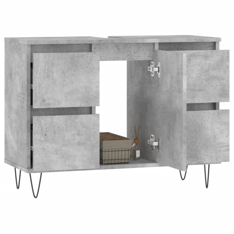 Mueble de baño madera de ingeniería gris hormigón 80x33x60
