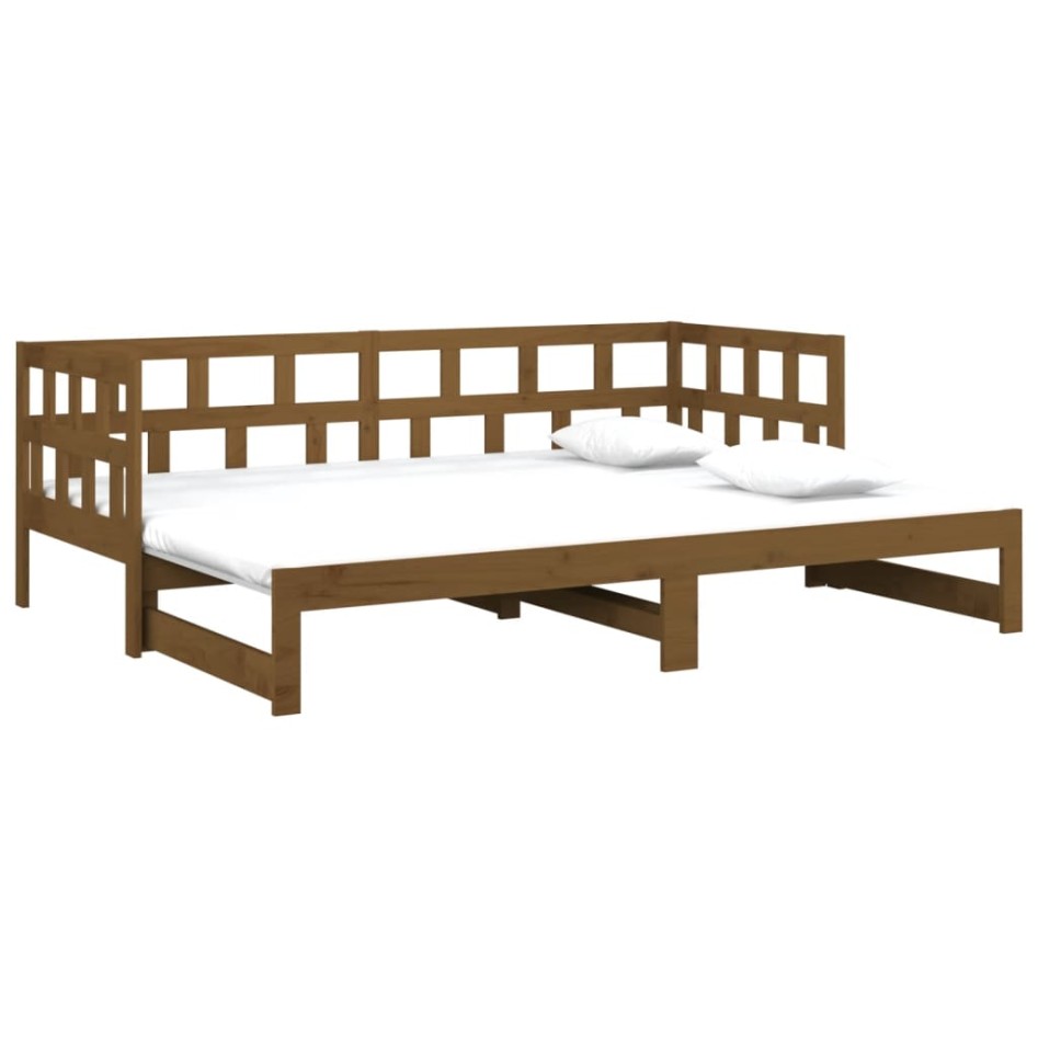 Sofá cama extraíble madera maciza pino marrón miel