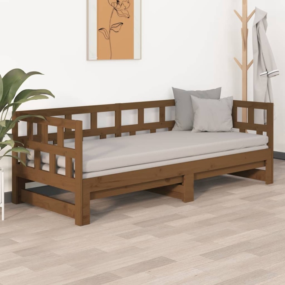 Sofá cama extraíble madera maciza pino marrón miel