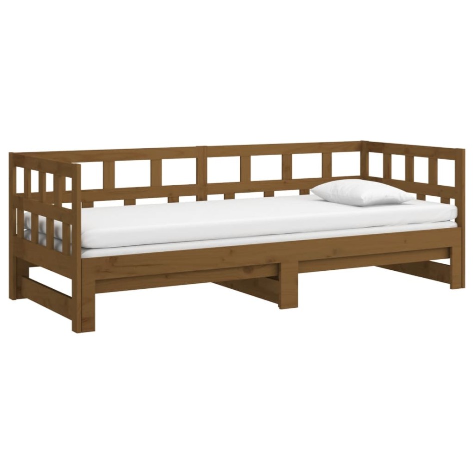 Sofá cama extraíble madera maciza pino marrón miel