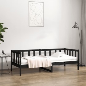 Sofá cama madera maciza de pino negro 90x190