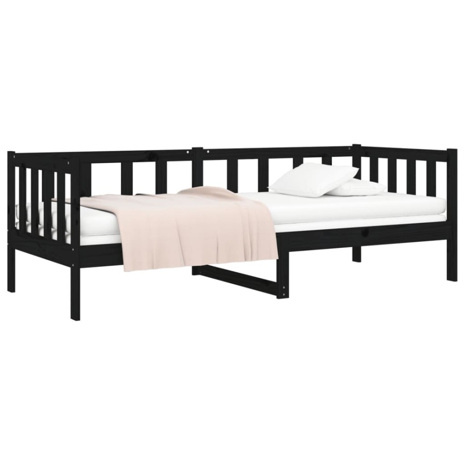 Sofá cama madera maciza de pino negro 90x190