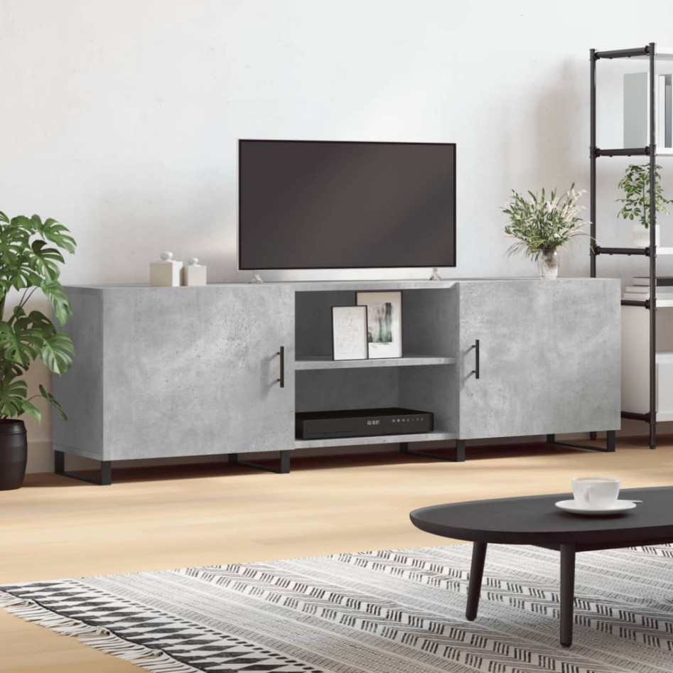 Mueble de TV madera de ingeniería gris hormigón 150x30x50