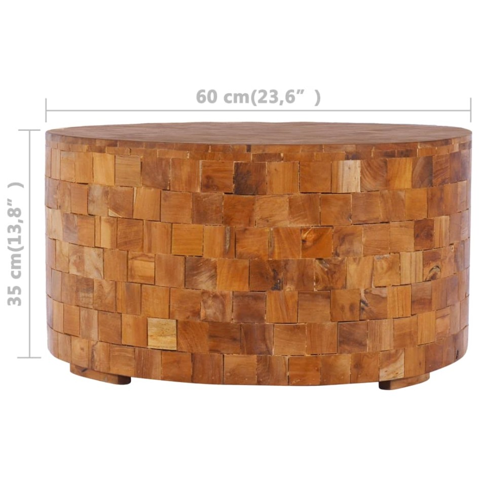 Mesa de centro de madera maciza de teca 60x60x35