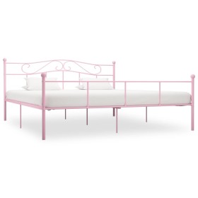 Estructura de cama de metal rosa 180x200