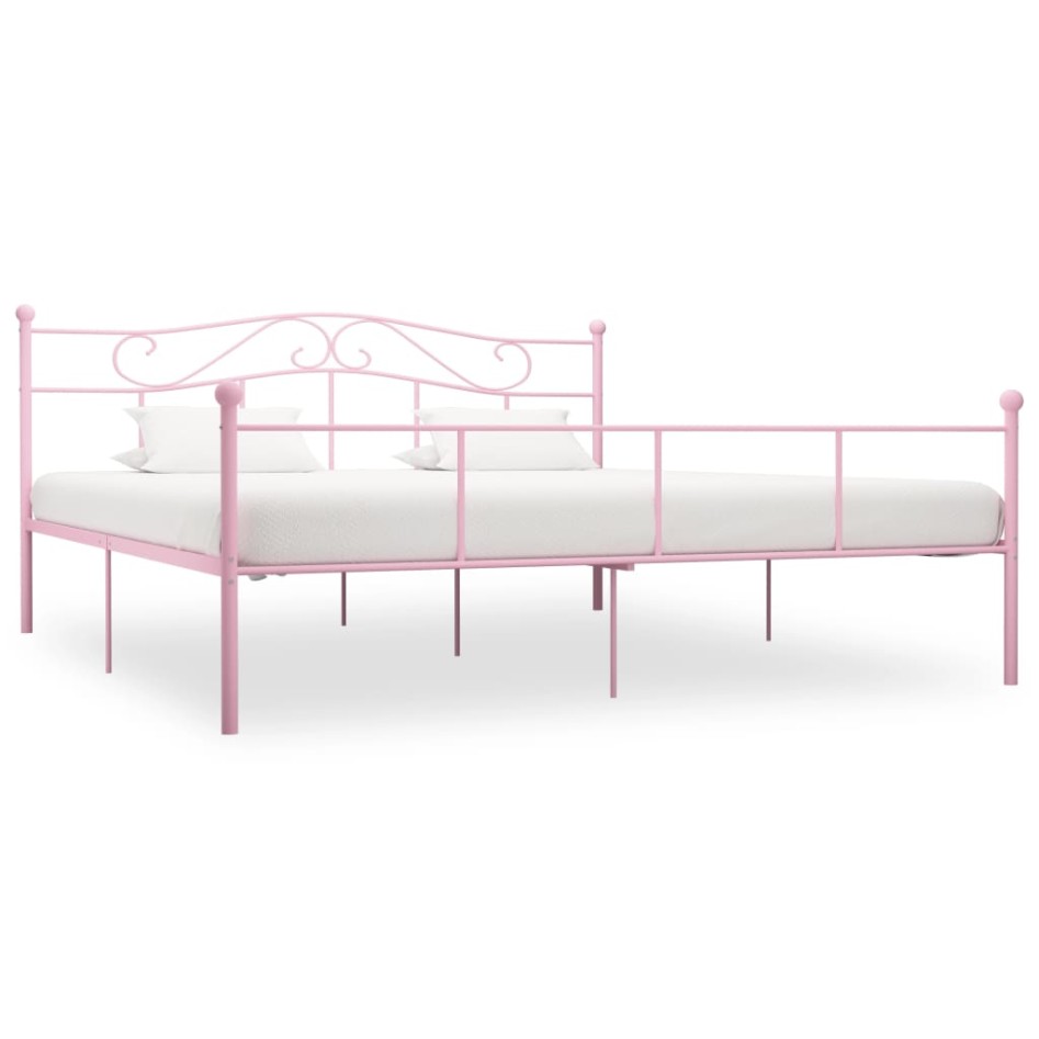 Estructura de cama de metal rosa 180x200