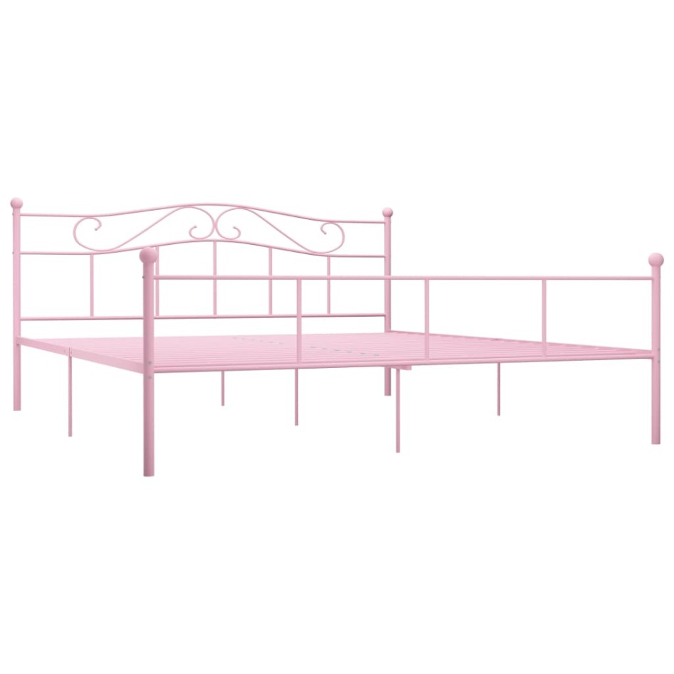 Estructura de cama de metal rosa 180x200