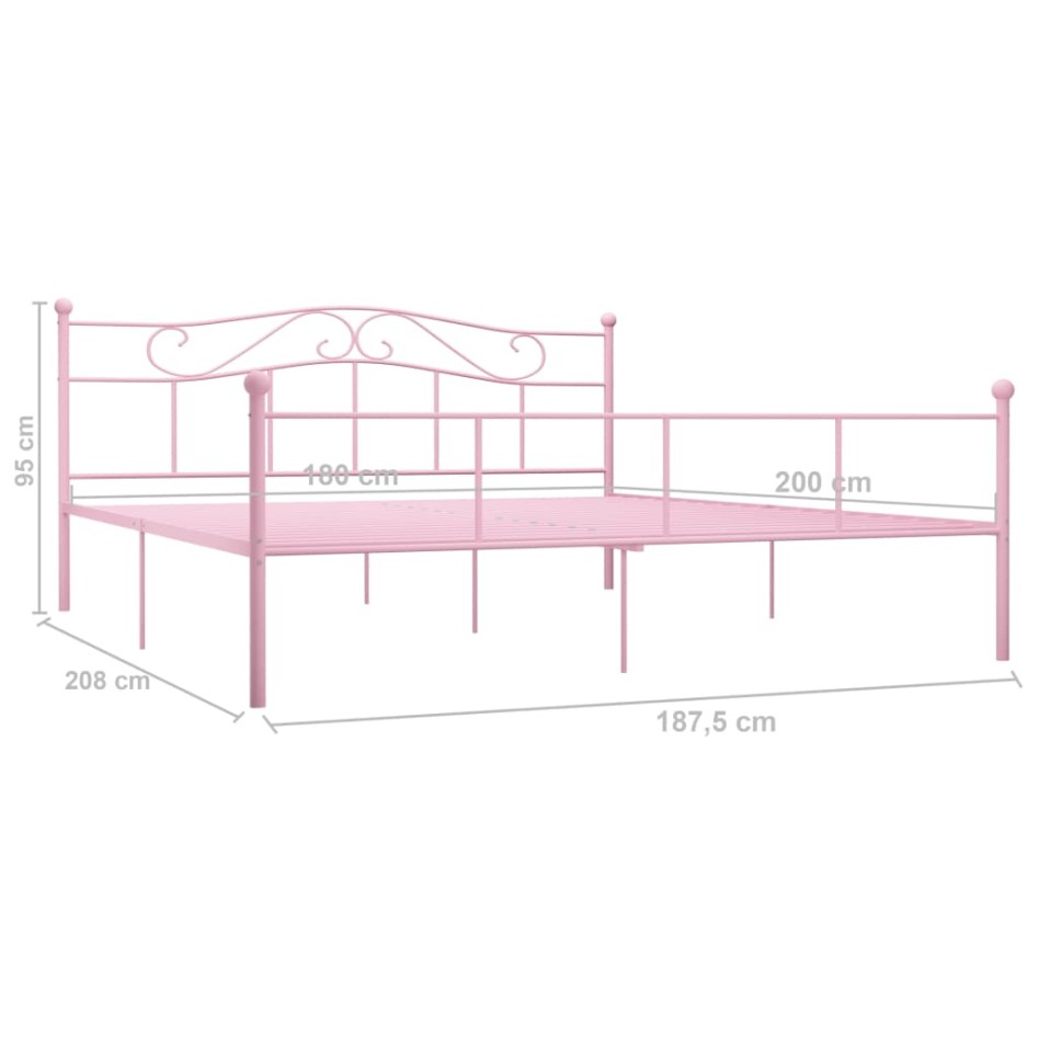 Estructura de cama de metal rosa 180x200