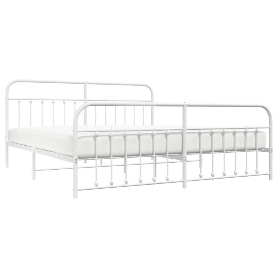 Estructura cama metal con cabecero y estribo blanco 200x200
