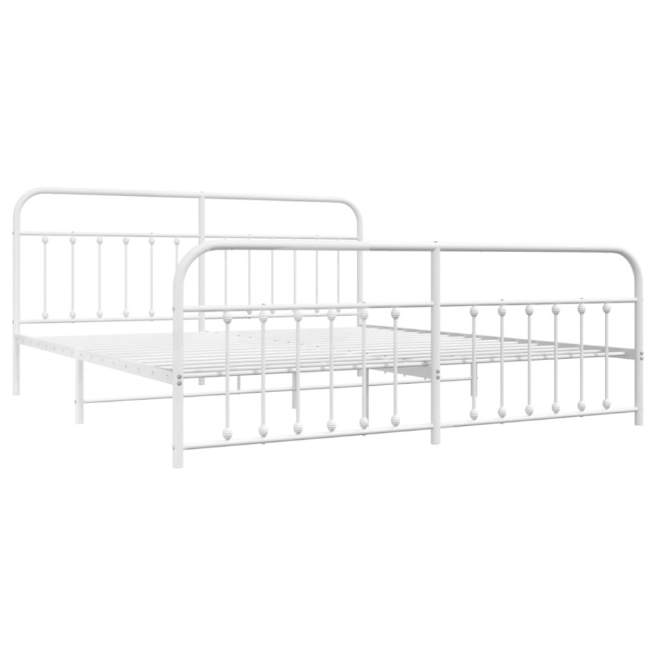 Estructura cama metal con cabecero y estribo blanco 200x200