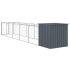 Caseta perros con corral acero galvanizado gris 110x609x110