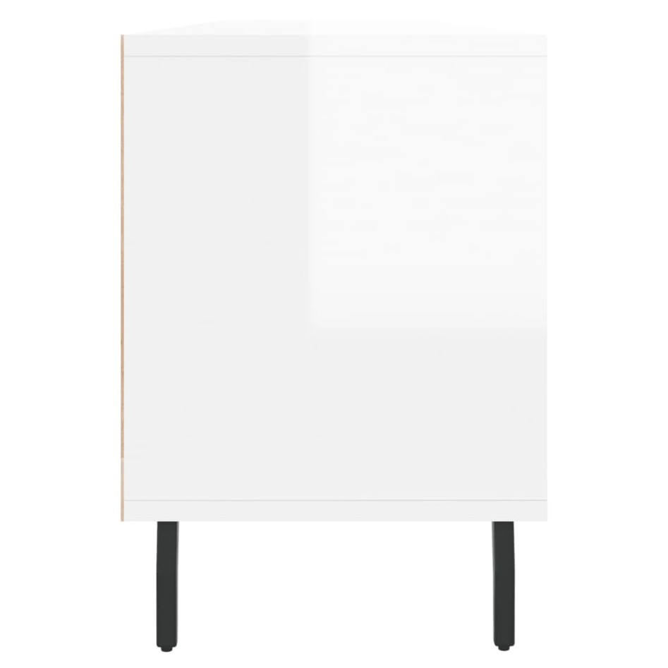 Mueble de TV madera contrachapada blanco brillo 150x30x44,5
