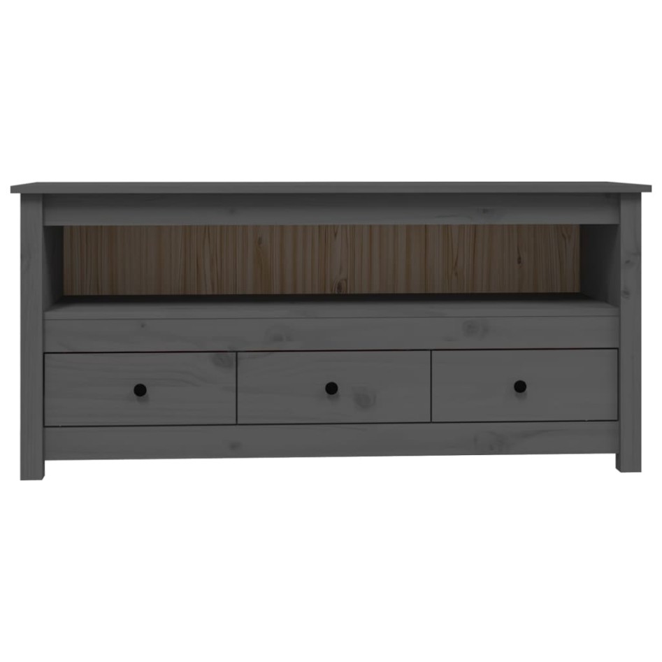 Mueble de TV de madera maciza de pino gris 114x35x52
