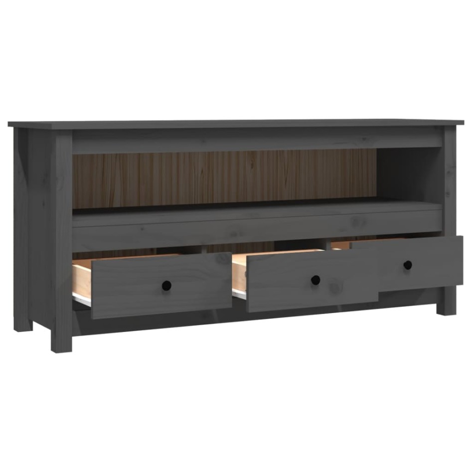 Mueble de TV de madera maciza de pino gris 114x35x52