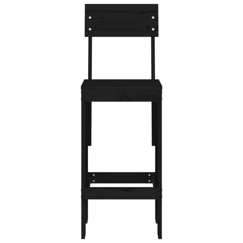 Taburetes de cocina 2 uds madera de pino negro 40x48,5x115,5
