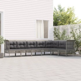 Set de muebles de jardín 7 pzas y cojines ratán sintético