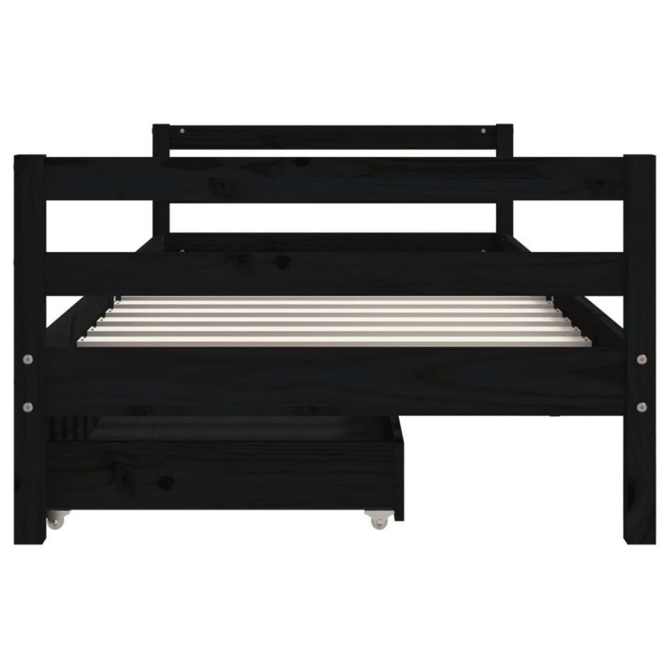 Estructura de cama niños con cajones madera pino negro