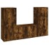Set de muebles de TV 3 pzas madera contrachapada roble
