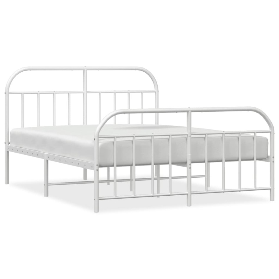 Estructura cama metal con cabecero y estribo blanco 160x200