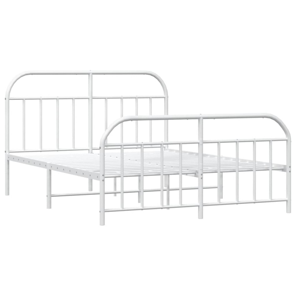 Estructura cama metal con cabecero y estribo blanco 160x200