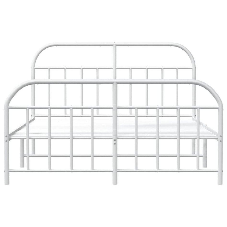 Estructura cama metal con cabecero y estribo blanco 160x200