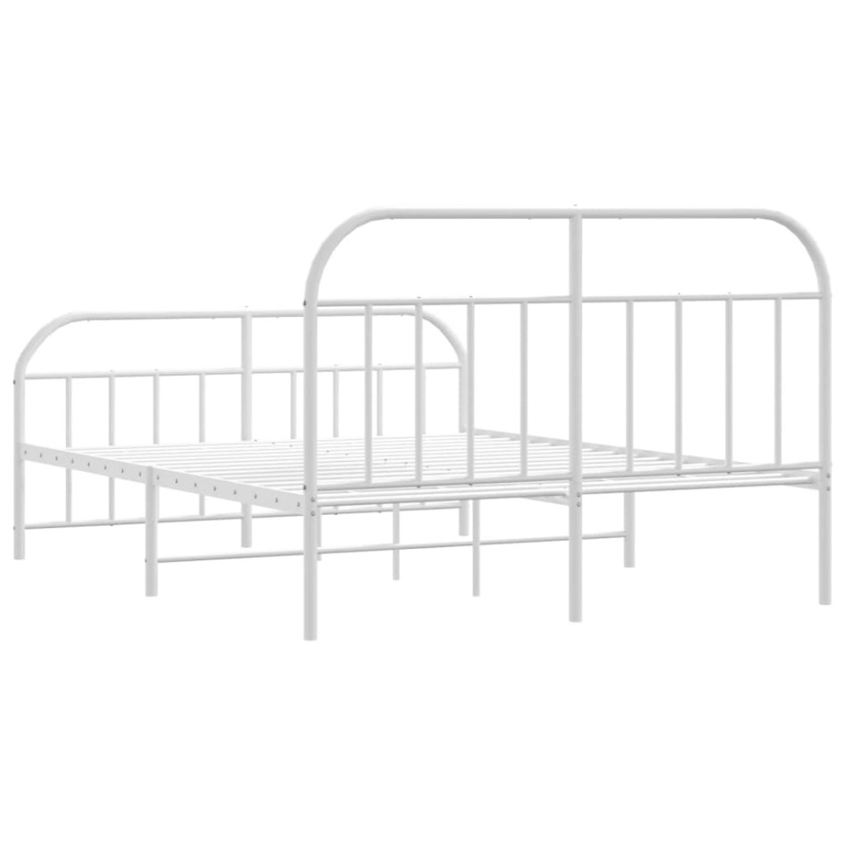 Estructura cama metal con cabecero y estribo blanco 160x200