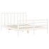 Estructura de cama con cabecero madera maciza blanco 160x200