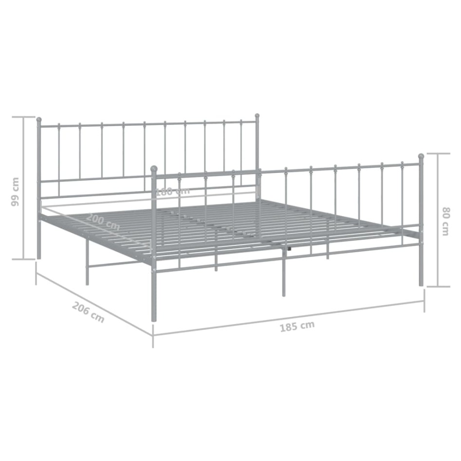 Estructura de cama de metal gris 180x200