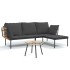 Set muebles jardín 3 pzas y cojines gris oscuro ratán