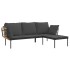 Set muebles jardín 3 pzas y cojines gris oscuro ratán