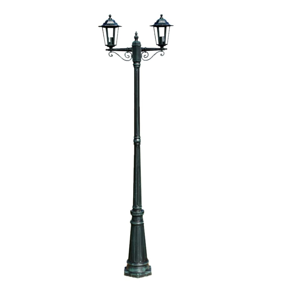 Farola de jardín 2 brazos 215 cm verde oscuro/negro