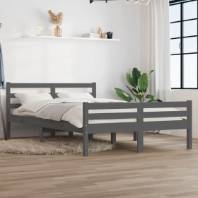 Estructura de cama madera maciza gris 140x200