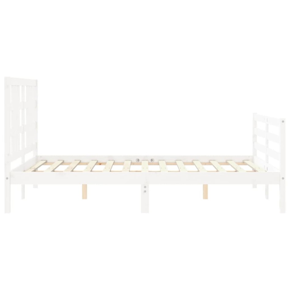 Estructura de cama con cabecero madera maciza blanco 160x200