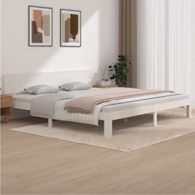 Estructura de cama madera maciza de pino blanco 200x200