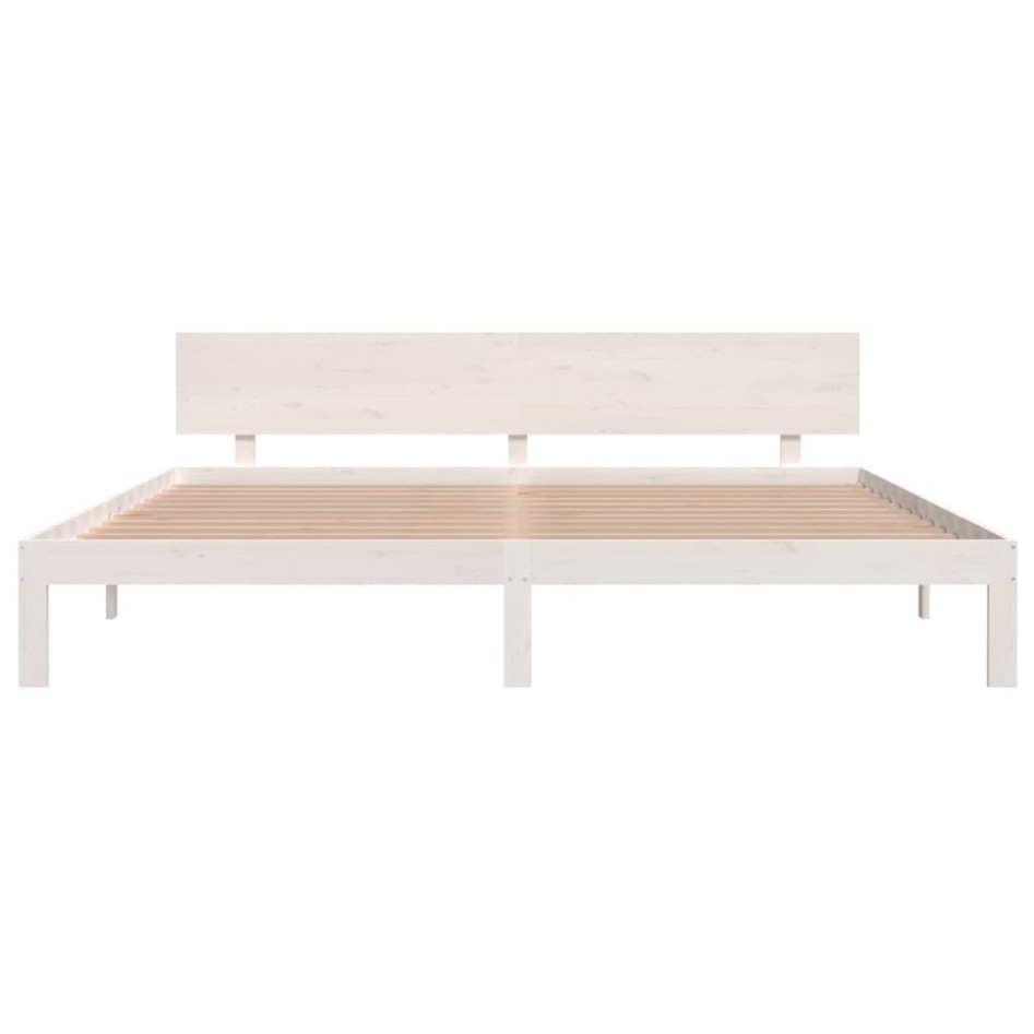 Estructura de cama madera maciza de pino blanco 200x200