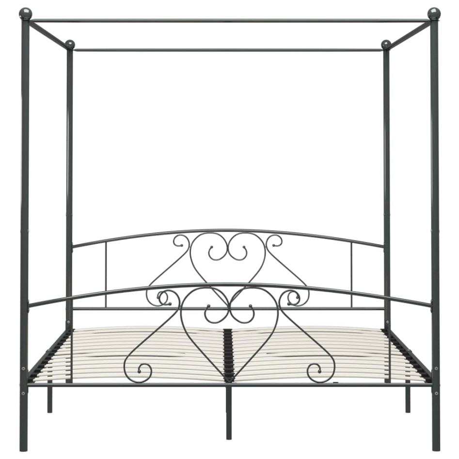 Estructura de cama con dosel metal gris 180x200