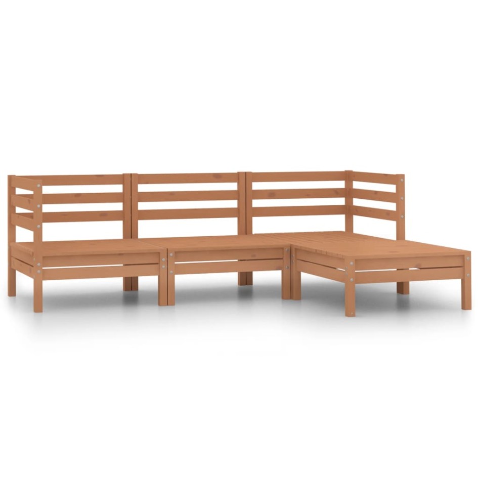 Set de muebles de jardín 4 pzas madera maciza pino marrón