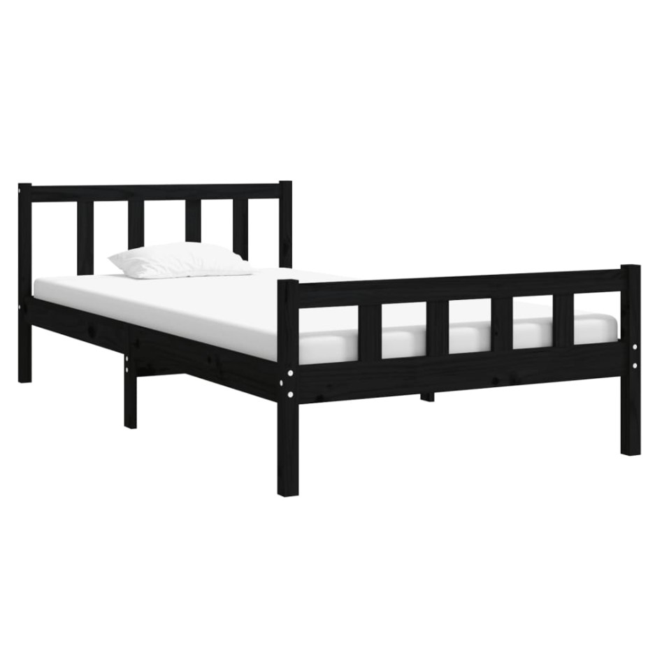 Estructura de cama madera maciza negro 100x200