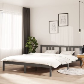 Estructura de cama de madera maciza gris 160x200