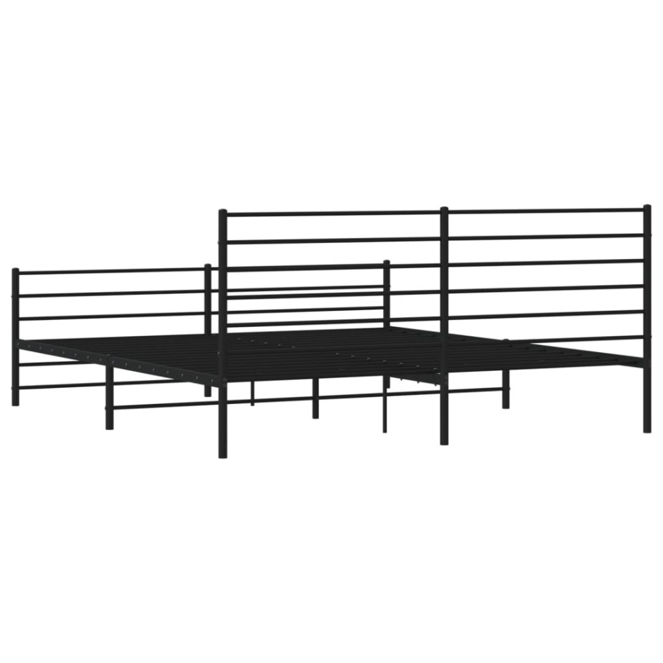 Estructura de cama cabecero y estribo metal negro
