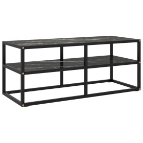 Mueble para TV negro con vidrio de mármol negro 100x40x40