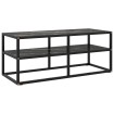 Mueble para TV negro con vidrio de mármol negro 100x40x40 cm