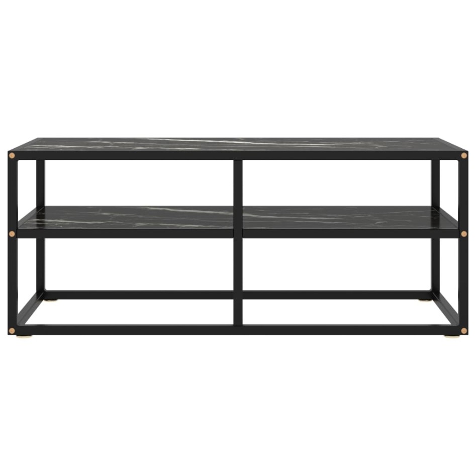 Mueble para TV negro con vidrio de mármol negro 100x40x40