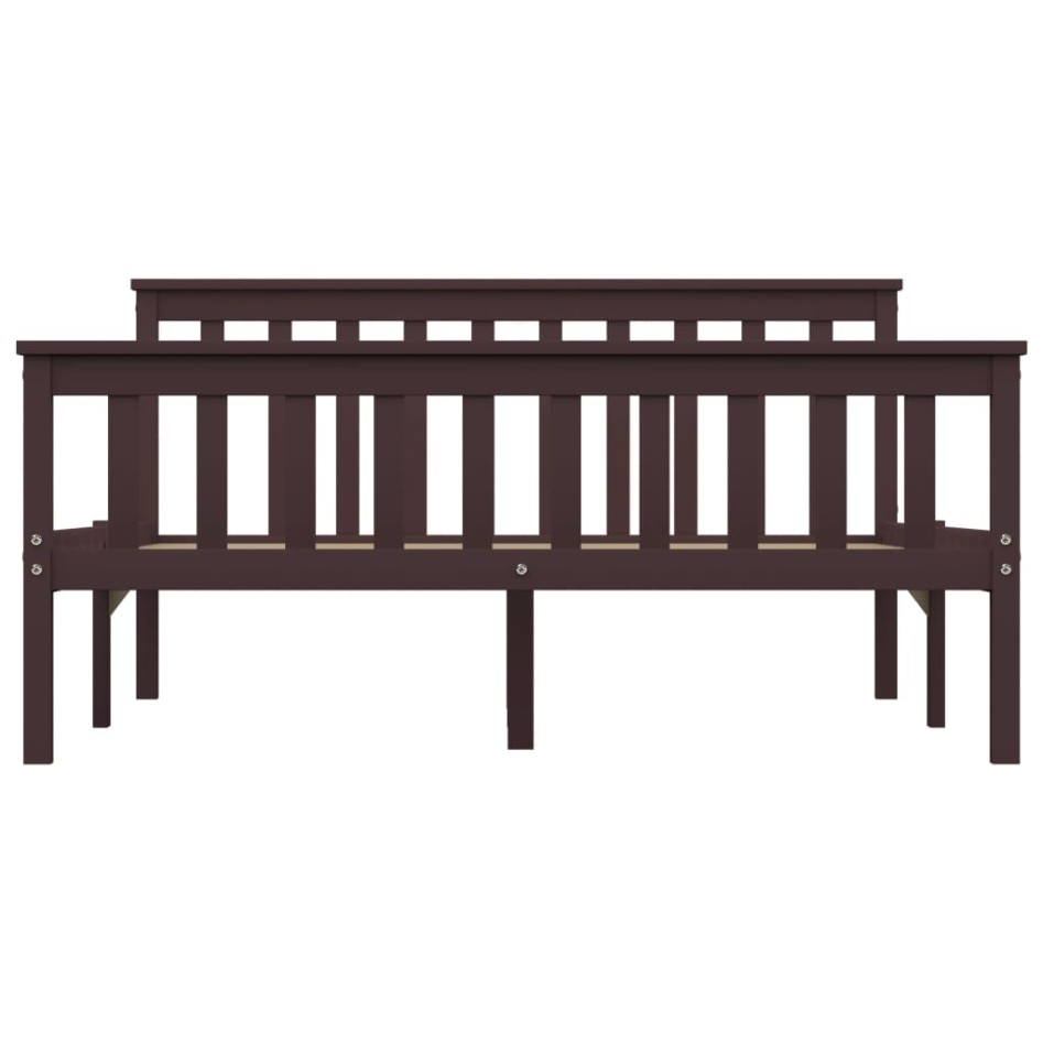 Estructura de cama madera maciza pino marrón oscuro 140x200
